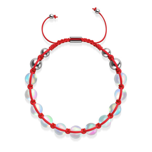 Rouge | Arc-en-ciel Blanc | Argent | Bracelet Charmballa Verre Sirène